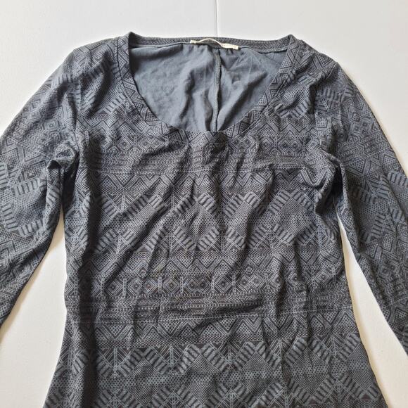 Peruvian Connection Dress Womens XS Gray Long Sleeve Maxi Geometric Pima Cotton - Picture 2 of 11